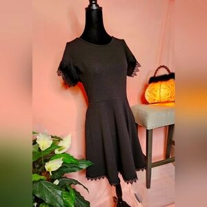 New! Francesca Black Midi Dress M. Embellished with Laces